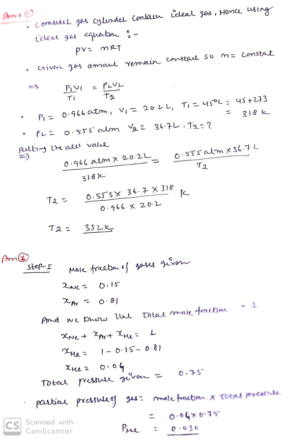 gas, Hence using ideal Comodel gas cylinder contain ideal gas equation i- - pv= MRT criven gas amoul remain n = constant cons