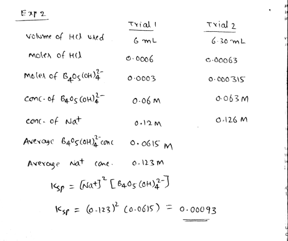 Trial 2 6.30mL Exra Trial I volume of He used .. 6 mL moles of Ha 0.0006 moled of Ba Os (GH) 0.0003 0.00063 0.000315 0.063 0: