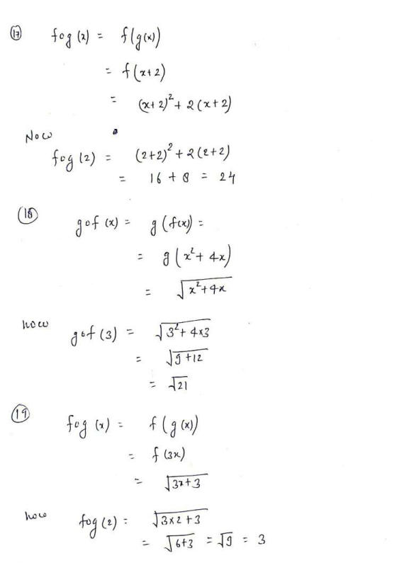 @ fog (a) = flgow) = f(212) (x+ 2)*+ 2(x + 2) Nowa fog (2) = = (2+2) +2 (2+2) 16+8 = 24 gof (x) = g(fex) = = 9 (x + 4x) . . .