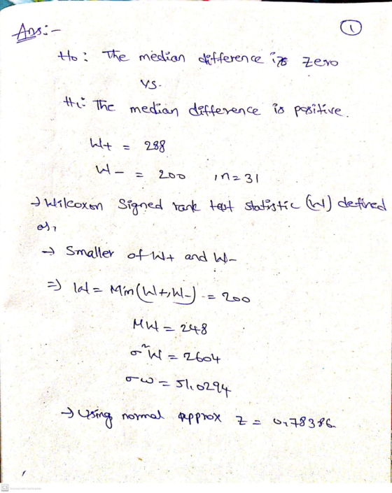 Ansi- to the medion difference i76 Zero vs. He The median difference is positive WA 288 W- 200 inz 31 klileoxon Signed tank t