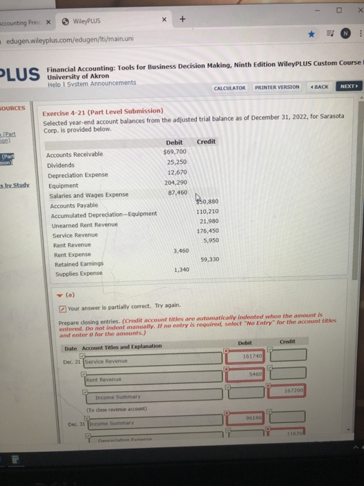 X accounting Printx > Wiley PLUS EN edugen.wileyplus.com/edugen/ti/main.uni PLUS University of Akron Financial Accounting: To