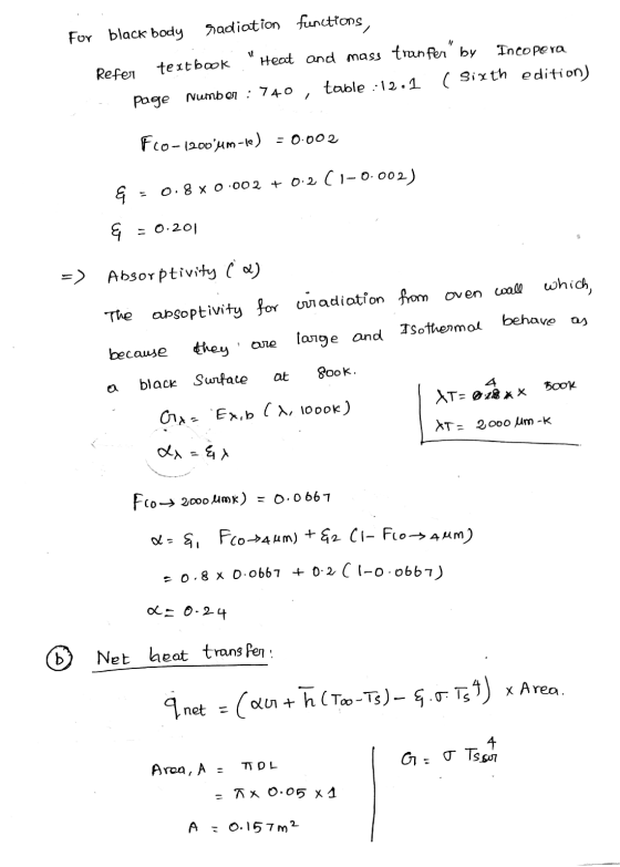 For black body radiation functions, Heat and mass tranfer by Refer textbook Incopora table :12.1 ( Sixth edition) page Numbe
