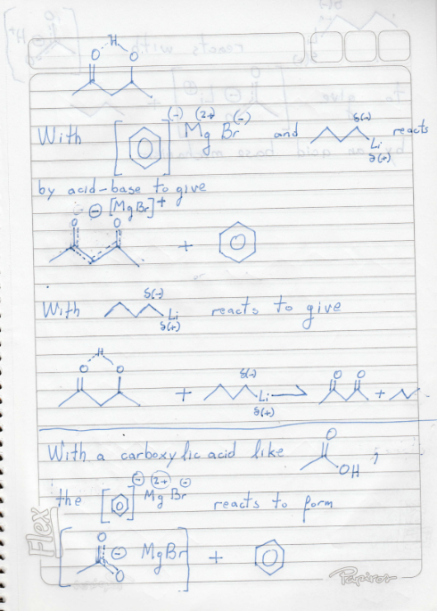 reacts by acid-base to give Mg Belt with a react to give live li 8(+) a ith a carboxylic acid like u To Mg Br reacts to form