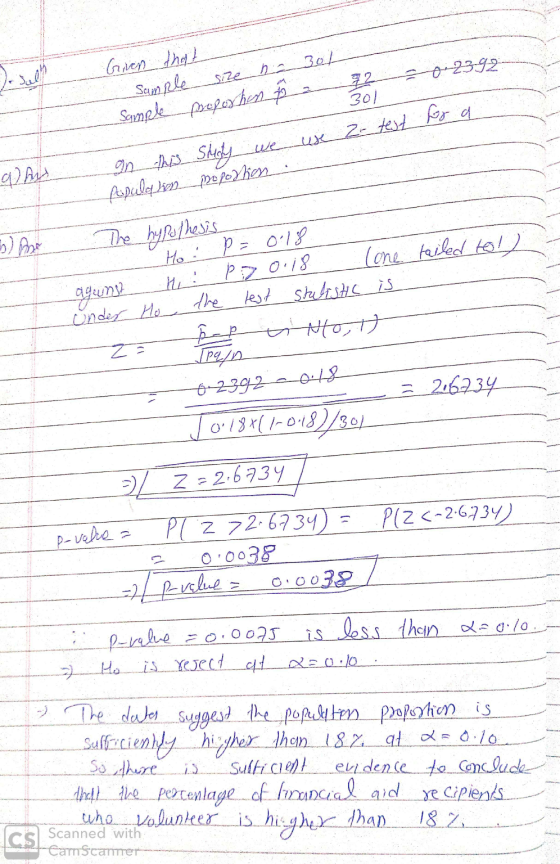 ). Syze Given that Sample na 301 Sample proporten for a 72 s002392 301 In the use a- test for a (upulla son - pepephon Shay q