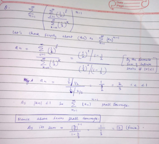 Date Page lets check firstly about (an) as E (an) - ² 4 0 By the format Sum y Infinite series if 18121 an = AN As lan) 21 S