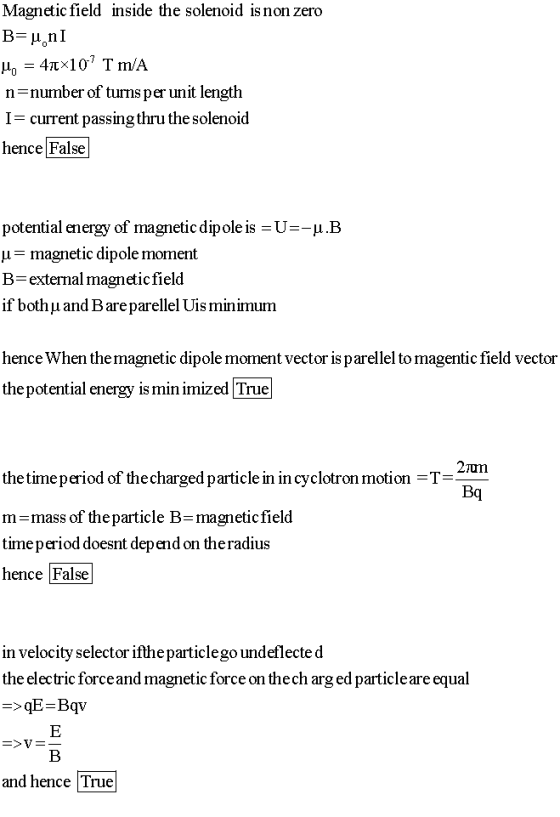 Magnetic field inside the solenoid is non zero B=u nI Ho = 411x107 T m/A n=number of turns per unit length I= current passing