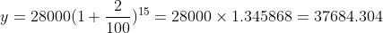 2 y28000(1 100 15 1.345868 37684.304 28000 x _