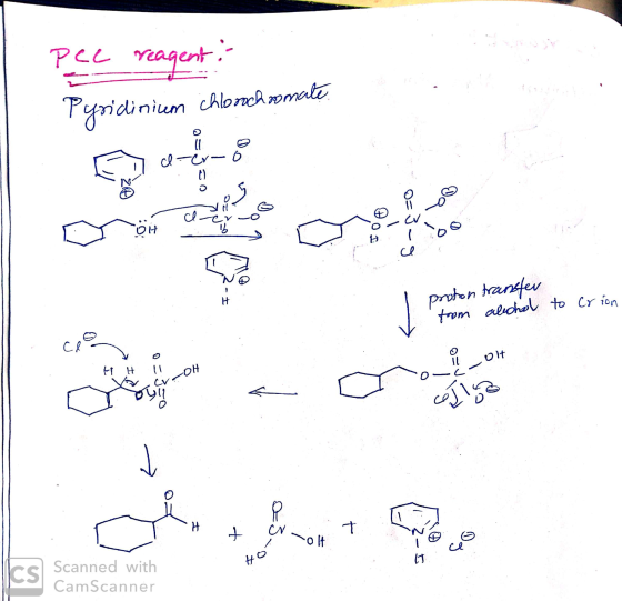 Pee reagent : Pyridinium Chloroch somale OF 3 - ^ OH H proton transfer from alohol to Crion 요 애 Hн пон I/ TH t wolt coo Ho It