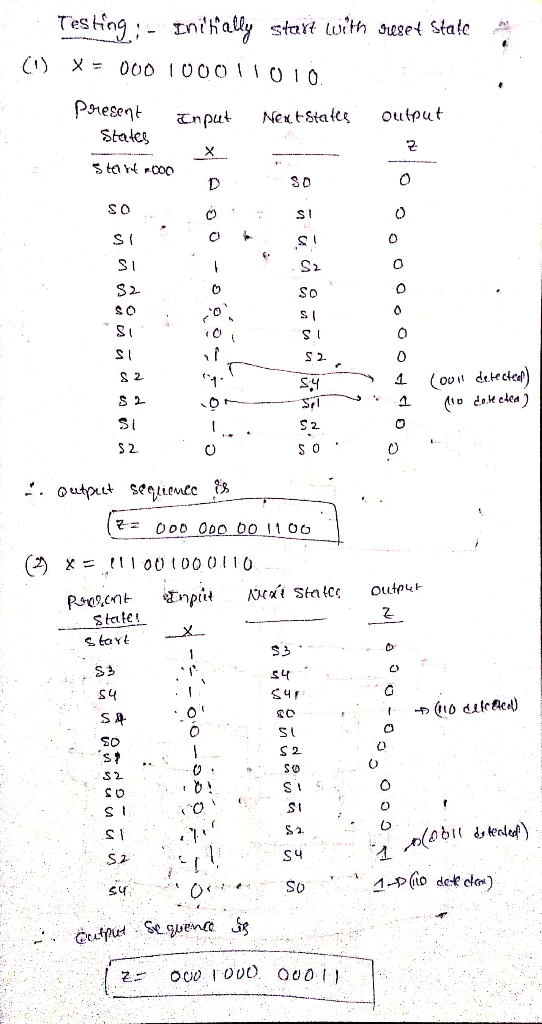 Testnq . L nally start wth sstale gesent ㅪnput NetStates output Stales SD 0 S t SO S U S l 1 (oon dtcel S2. 0) Staet S3 S4 S耳