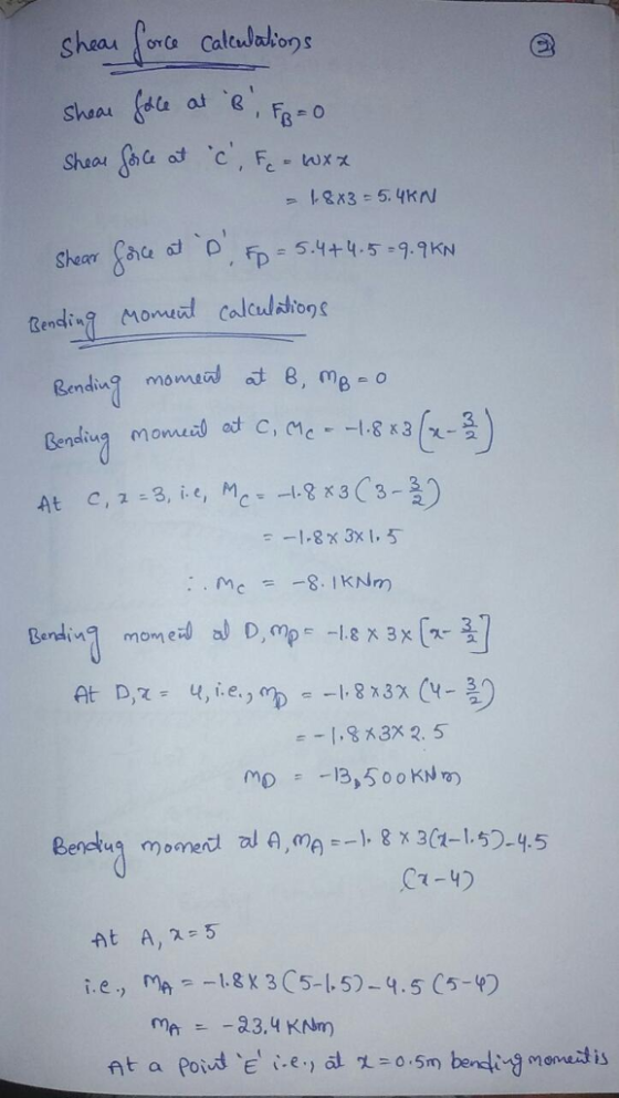 heaat shear Saad ρ.fb= s.4 +4.5-9. 9KW mom colculsdion Bendiug mo Benaimom eil .8K3X 2.5 C7-4) mometis