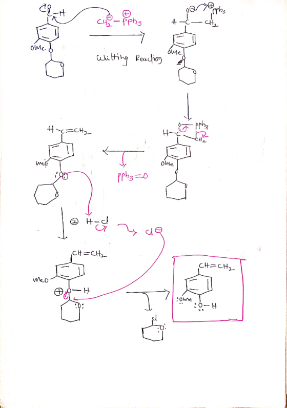 por sophes chopphs #-C- CH₂ ome & omel Witting Reaction of H =CH₂ Hria pphz med ole @t-o , che CH=CH₂ CH=CH2 Weo liome T ** :