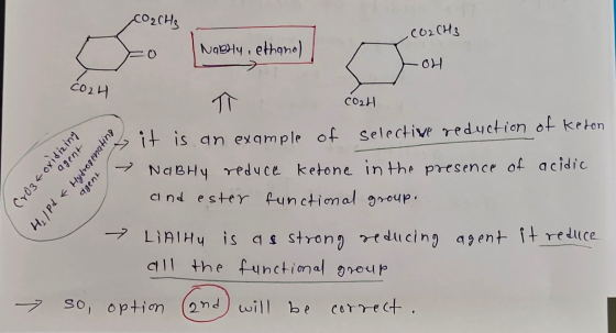 CO2CH3 CO2 CH3 to Nably, ethanol LOH CO24 CO2H it is an example of selective reduction of keton agent Cro3t oxidizing BUH DUJ