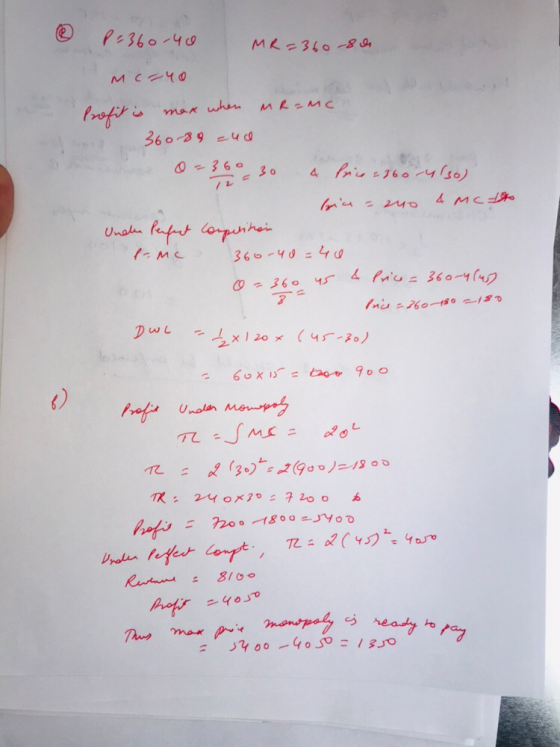 ③ P-360-40 MR=360-80 Mc-40 Profit is max when mean 360-89 ud 0 = 360 30 & brice-360-4130) bin - 240 4 Mchto Unele perfect com