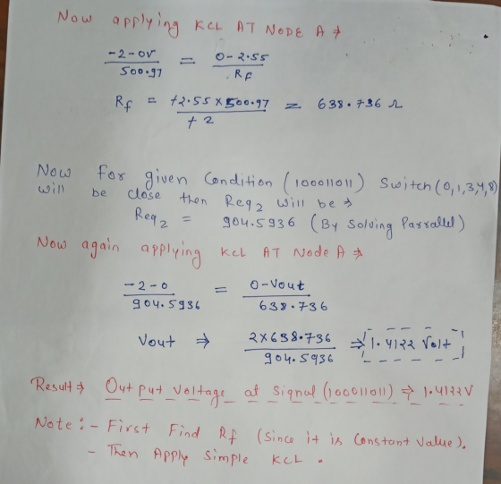 Now applying KCL AT NODE A & -2-or - 0-2.55 soo. g7 R F Rs = +2.55 X 600.97 z 638.736r +2 Now will for be given Condition / 1