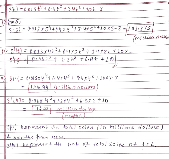 Sit ) = 0.01574 +01473 +3,4+? +106-3 775 515) = 0.015454+0.4453+3:485271045-3 = 1 91,3757 million dollag 1 S(t) = 0.015X4+3+