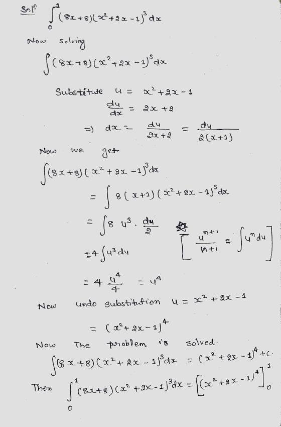 x-1/47 (81+8)(x2+2x-11dx Now solving fr&xt 8x+8) (»c?+23 -1)do Substitute u = x²+2x-1 du doc 2x to =) dx = du gx + 2 - du 2 (