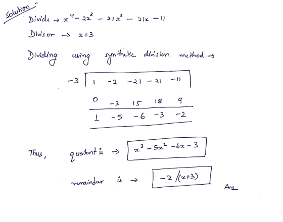 Soluhon Dividu ч - 22 Divis che dinsion Deading method - -3 21 -2 1 - 2 -3 -2. -3 -6 3 3 Thus 9 -2. aindur An