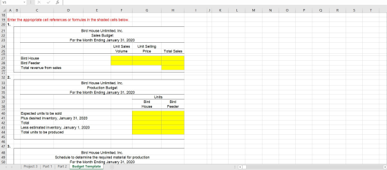 V1 G H I J K L M N O P Q R S T ДА В D E F 18 19 Enter the appropriate cell references or formulas in the shaded cells below.