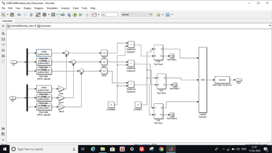CHEGGdifferential-relay/Subsystem-Simulink File Edit View Display Diagram Simulation Analysis Code Tools Help lej. ▼目 → 습韶牽▼圄