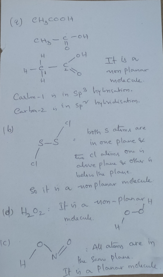 (2) CH2COOH -OH J=0 I OH o- 20 It is a non planar molecule. I- Carlon-1 is in sp3 hybrisation. Carbonia is in spr hybridisati