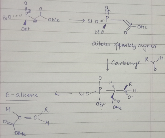 EO pe ome Et onP ome OBb Eto elipotes oppositely aligned | Carbonge k so P H Vuin E-alkene . DET H. ome C H ome