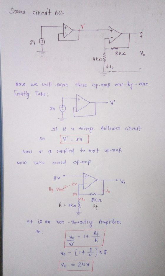 _prau circuit A3: ykn one-by-one Nouo uve u니 11-80lve, eHy Take these op-amp So Now T Icene opamp 8 v ナ By VG1C &v Rf 80 Vo