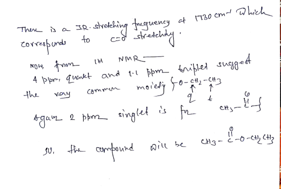 huch (730 cm ct sveeshing tuguency Then a IR. fo Coreaford NMRE 4 Ppr qunkt and 1 pm nipled sugget the moiedy-,-C3 Commum ROL