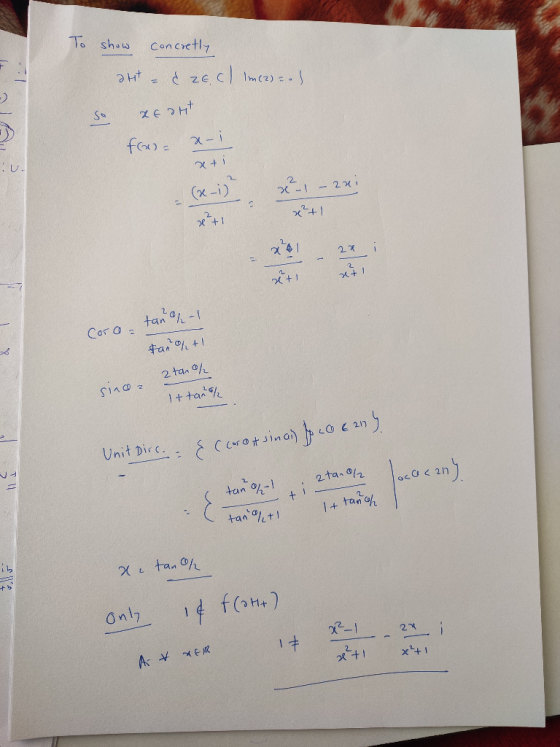 To show concretly aut - & ZEC Im (2) = a) so xEDHE f(x) = -1 (2-1) 2 -1 -221 +1 2 +1 2* i 2 +1 2+1 Corco- tan 2-1 tan 2+1 sin