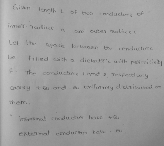 Given length L of too conductors of Let the space petween e conductoT S filled woith a dielecesic with pes mi tiviby be 2· Th