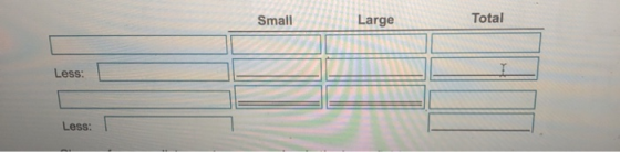 Small Large Total Less: Less: