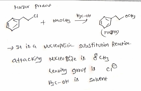 product Mudor n a H3c-oh Octz (radon → It is a attacking vucleophilic substitution Reaction. Nucleo Phile is & CH3 Leaving gr