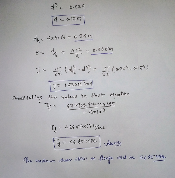 d 0.029 d = 0.17m dy= 2X0.17 = 0.34m dy 0.17 0.085m Clay-d 4) = (0.344-0.174) 32 32 I= 1.23x10 my Substitutung the values an