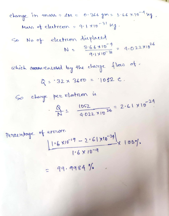 -31 change in massa 8m = 0.366 gm 2 3.66 *10-4 kg Mass of election a 9.1810 No of electron dieplaced 3: So 26 Na 2 3.66410-9