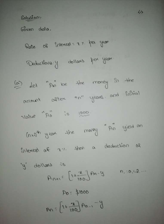 Soluion Glven data, Rate Deckuckons y dollaus por ye des tt An be the money o the fnfial ofter account eams and Ao lalue the