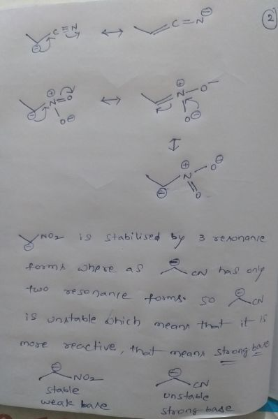 0e is Stabiised b 3 eAonanre NO3 forms whe re as two is unstable bhich mean that itIS factive, that mean staeng bae more NOs