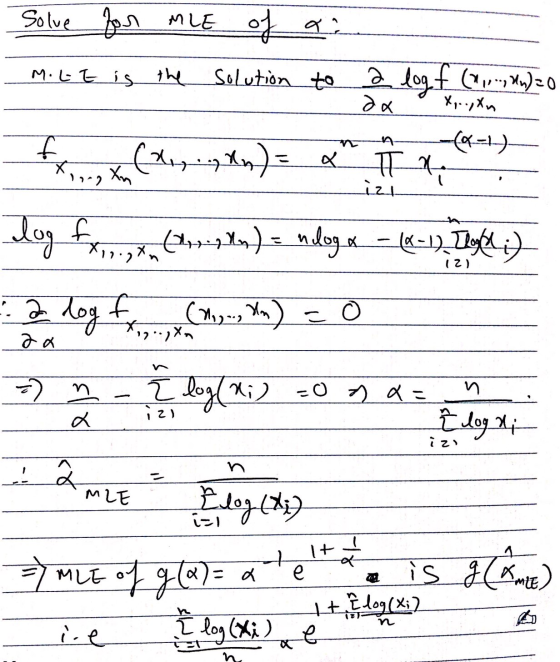 Solve for MLE of ai M.Lt is the Solution to a logf (1.1 km) = 0 dx x,..yXn -(-) fr (kn) = x ۱۰۰ 2 2 2 X TA izi log f (177-7 M