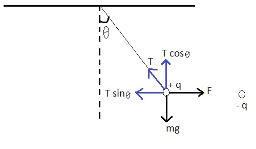 T cos θ I T sing mg