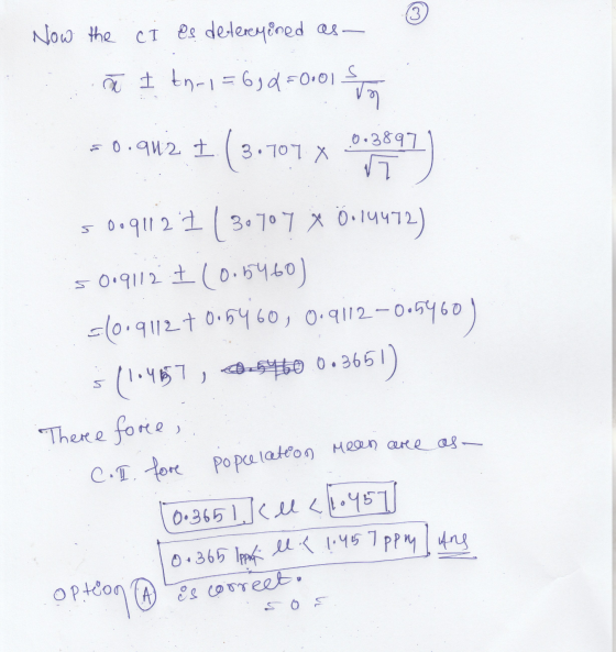 قا Now the ci es determined as S ñ I tn-1=6, d = 0.01 ปๆ -0.912 + (3.701x Sot 0.3897 50.912 1 (3.707 x 0.14472) 5 0.9112 + (0