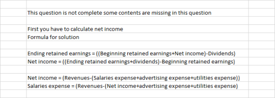 This question is not complete some contents are missing in this question First you have to calculate net income Formula for s