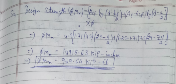 So Design Stueryth (@ma)=Late fag (d+de +(2-Ase}fyld-} -) ¢MA - 009171 (99) (33–446:215-21)75|85 – 7:1) хф - 6 = 10915-63 kip