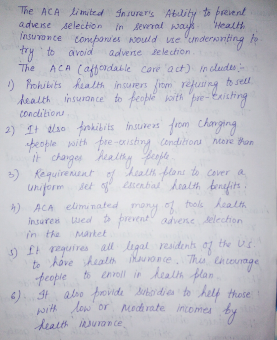 The ACA Limted Ansurers Abuity to preent advese selection in geveral wakHealth Insurance ompnies would ue underonting to try