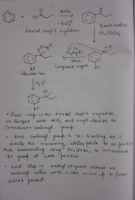 Ald3 + cal - Alchy frieval verafts acylation Bromination Br / FeBrz Sug S - St CH₂ Mg Br Ether Br Grignard reagent Br alkoxi