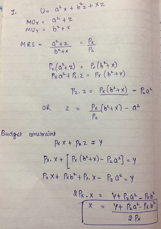J. Uz a? x + b3z + x2 Mox - a² + 2 MUY = b²+x MRS = a²+2 b²+x Platz) = Px (6²7) Pza²+ P2.2 = Px (6²+X) Pz. 2 = Px (6²+x) - Pe