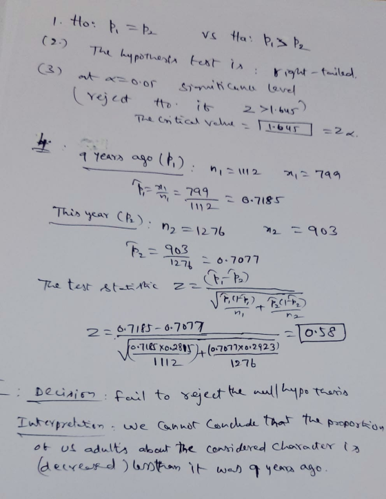 1. Ho: P. =b. vs ta bisbe The hypothesis test is right - tanited, (3) at a-o.or (reject llibus =2.. Simiticano level 2 > libu