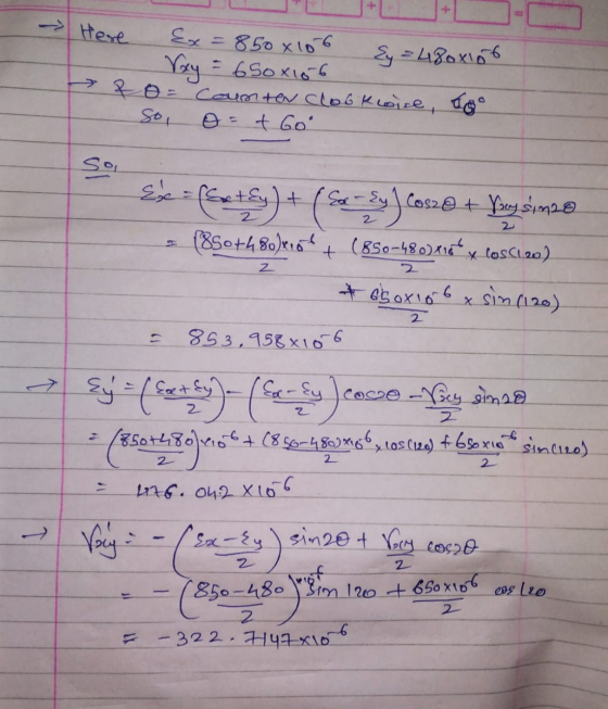 -> Here Ey=480x106 Ex=850x106 Vay = 650x166 &o= Counter clookcoire, go so, o = + Gol soi Ese (5)+(^)* ) Cosz@ + Yay simae (85
