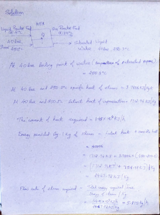 Solution HEY Rounts fough Liquid 941°C 40 bas, Q G) 215 Steam 4500 Wabe tobus, 20.3°C Al folie komikiny point of wake (tmpale