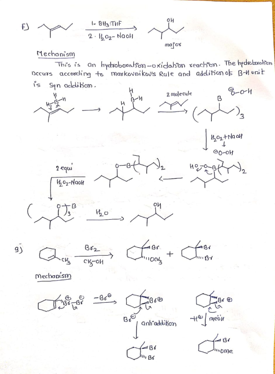 Bl THF O2- Nao 2 . mafor Mechanism an hycroborahon-oxidahon ceachon The hydioboralen maskovpikouls Rule and addihon o B-H uni