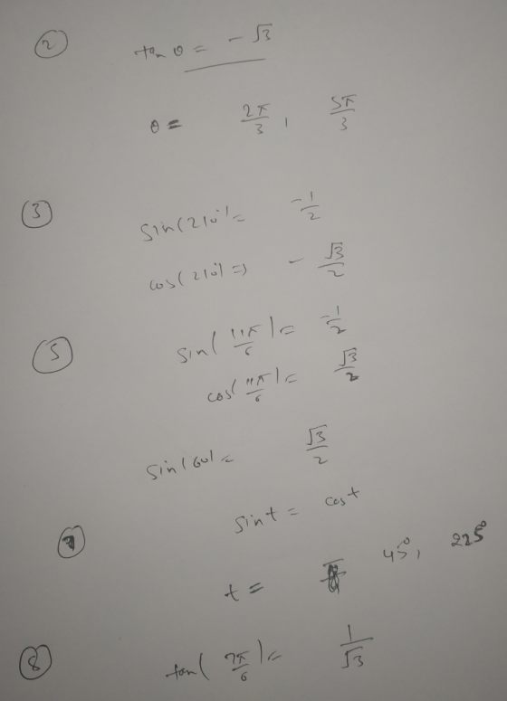- 3 to o= Sin (210 cos (215) =) - B Cos 210 B cas! HALE sinlGula cast sint = 45, 225 t= © Hollat