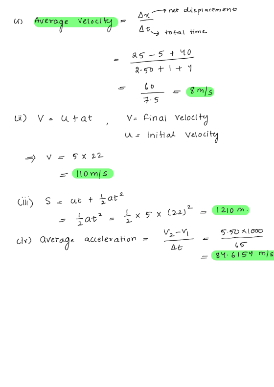 An - net displacement (i) Average velocity - At Aty total time 25-5 t 40 2.50 tlty C 60 8 m/s 7.5 Lü) v. utat Va final veloci