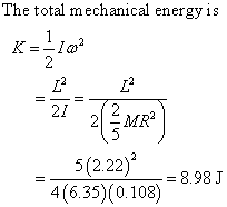 The total mechanical energy is 5 (2.22) 4 (6.35) (0.108) --8.98 J